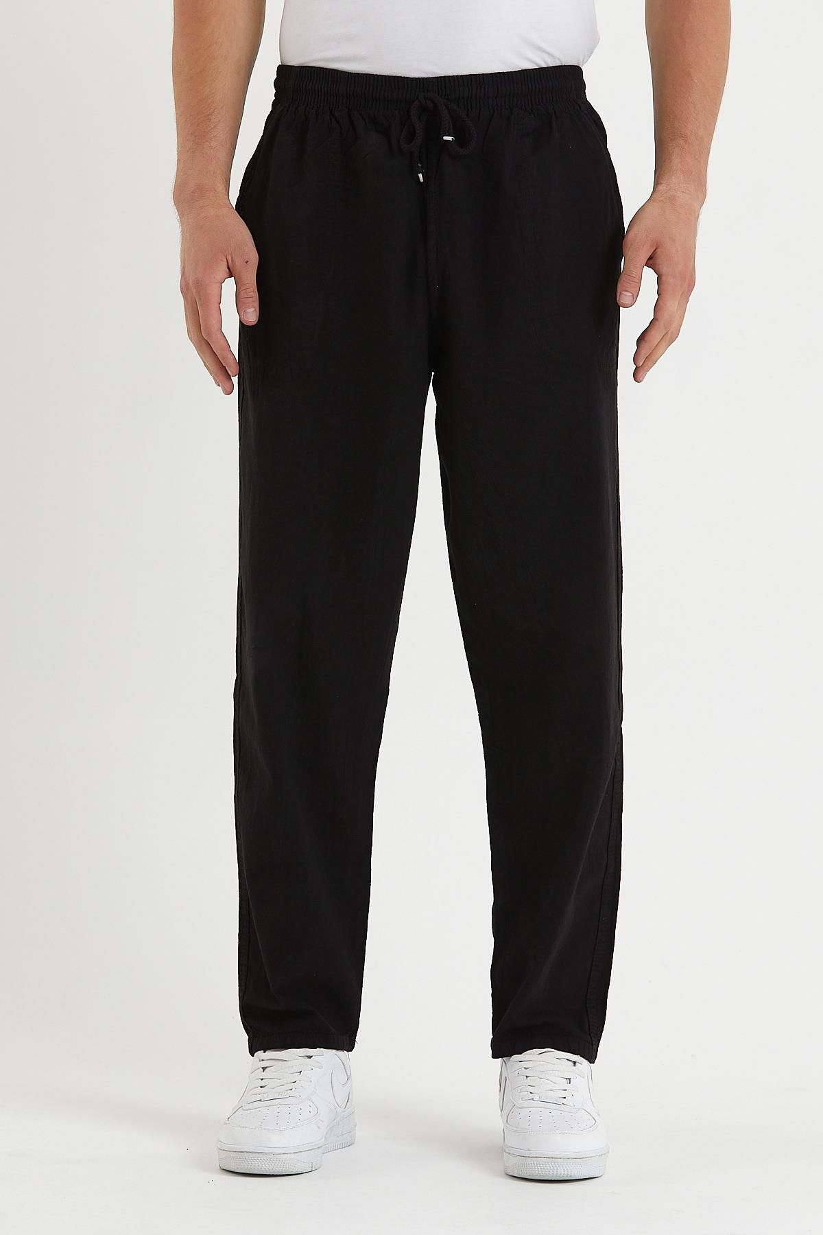 Erkek Siyah Basic Relaxed Fit Jogger Pantolon