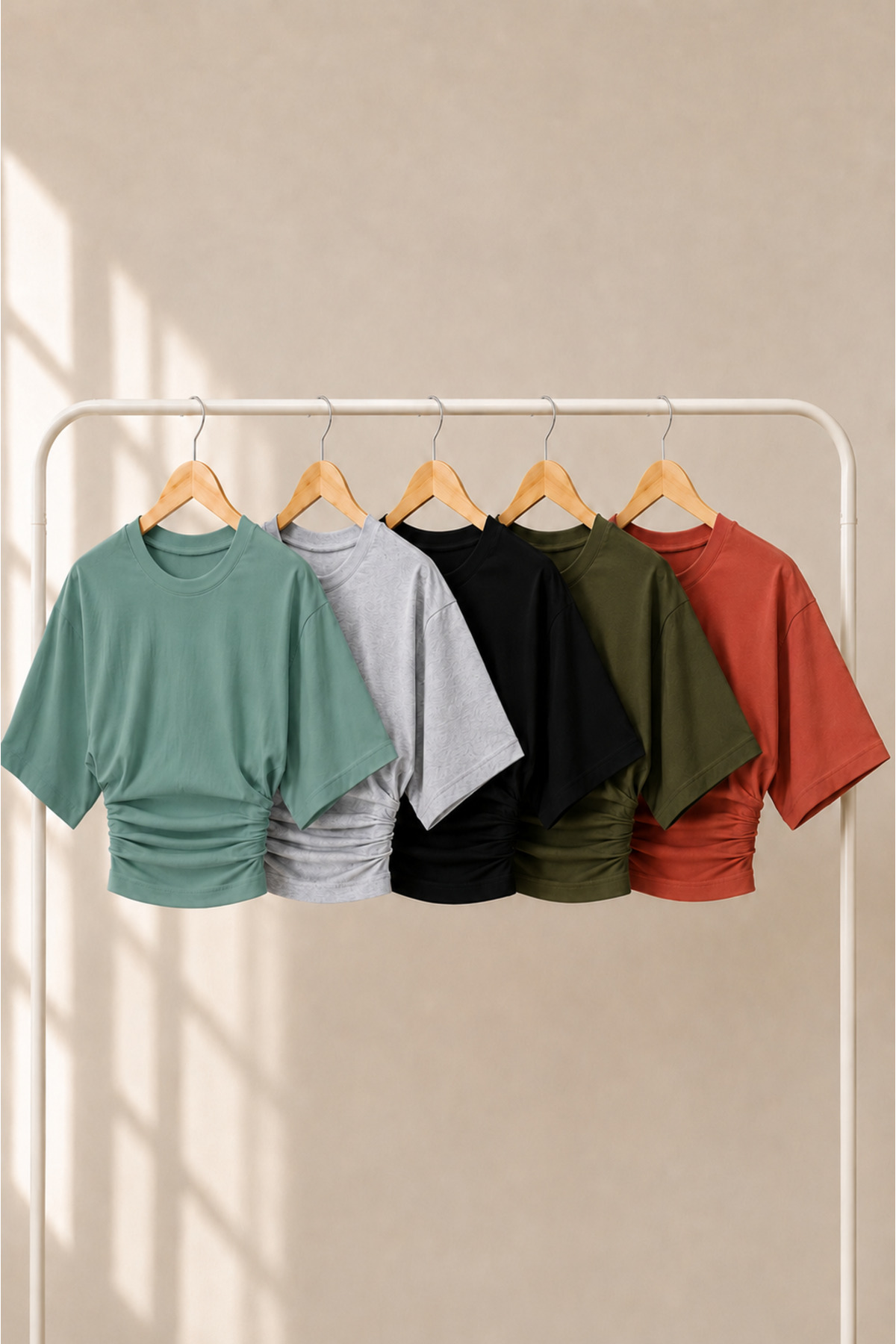 Kadın Bisiklet Yaka Basic 5 Li Crop Bluz