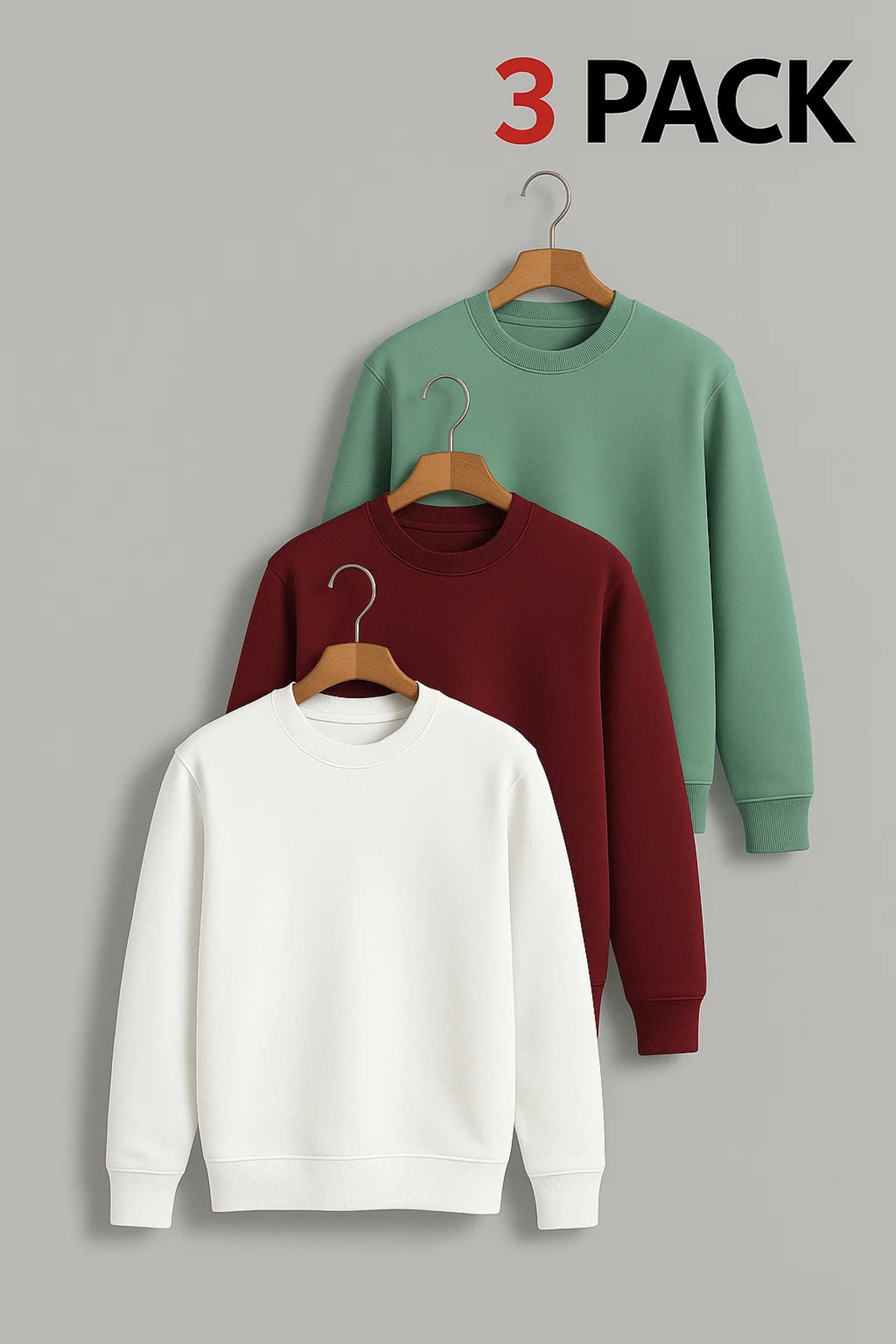 Erkek Oversize Premium Kışlık 3 Lü Kazak
