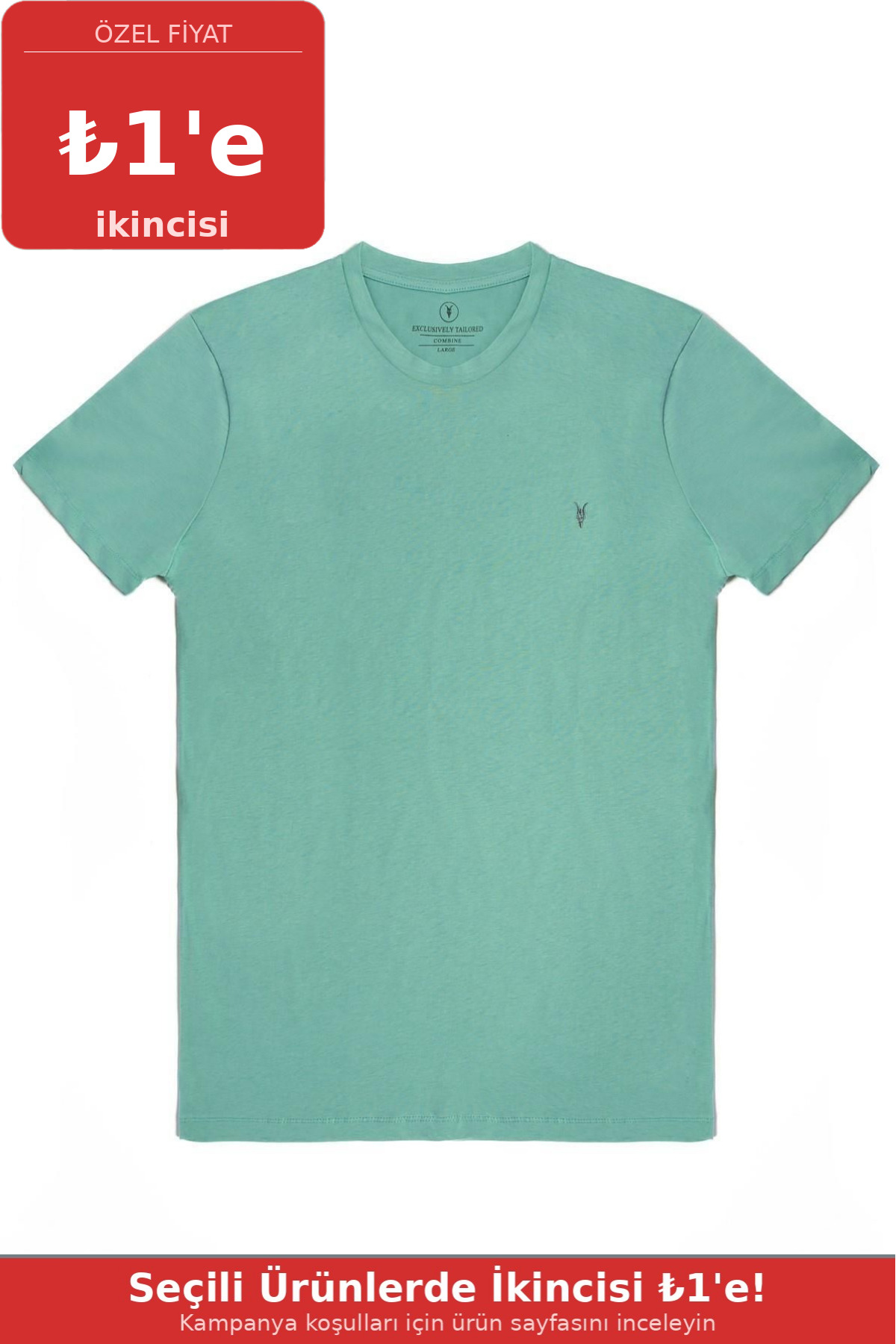 Erkek Çağla %100 Pamuk Slim Fit Bisiklet Yaka Kısa Kollu Tişört